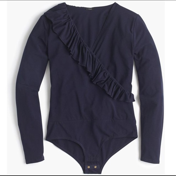 J. Crew Tops - J. Crew ruffle front wrap bodysuit, L, NWT
